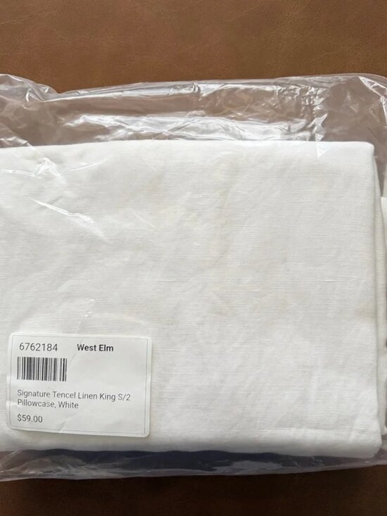 s-l400.jpg NWT West Elm Signature Tencel Linen White King Pillowcases - Set of 2